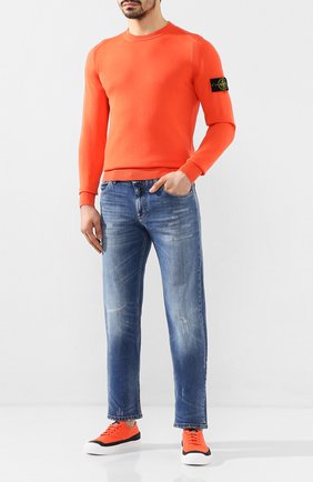 Мужские текстильные кеды STONE ISLAND оранжевого цвета по цене 25850 руб., арт. 7215S0164 | Фото 2 Мужские текстильные кеды STONE ISLAND оранжевого цвета, арт. 7215S0164 | Фото 2