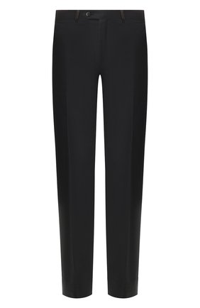 Мужские шерстяные брюки BRIONI темно-синего цвета, арт. RPN20M/P9A9T/GSTAAD | Фото 1 (Материал внешний: Шерсть; Материал подклада: Купро; Длина (брюки, джинсы): Стандартные; Случай: Формальный; Стили: Классический; Региональные ограничения белый список (Axapta Mercury): RU)