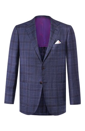 Мужской пиджак из смеси кашемира и льна KITON темно-синего цвета по цене 483000 руб., арт. UG81K06S46 | Фото 1 Мужской пиджак из смеси кашемира и льна KITON темно-синего цвета, арт. UG81K06S46 | Фото 1