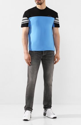 Мужская хлопковая футболка GIVENCHY голубого цвета по цене 42450 руб., арт. BM70UD3002 | Фото 2 Мужская хлопковая футболка GIVENCHY голубого цвета, арт. BM70UD3002 | Фото 2