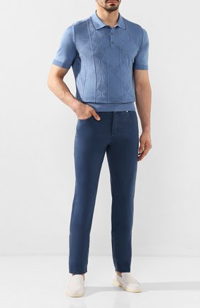 Мужской хлопковые брюки BRUNELLO CUCINELLI синего цвета по цене 32800 руб., арт. M289RT1070 | Фото 2 Мужской хлопковые брюки BRUNELLO CUCINELLI синего цвета, арт. M289RT1070 | Фото 2