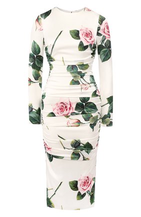 Женское шелковое платье DOLCE & GABBANA белого цвета по цене 171500 руб., арт. F6B8GT/FSAZE | Фото 1 Женское шелковое платье DOLCE & GABBANA белого цвета, арт. F6B8GT/FSAZE | Фото 1