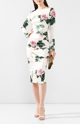 Женское шелковое платье DOLCE & GABBANA белого цвета по цене 171500 руб., арт. F6B8GT/FSAZE | Фото 2 Женское шелковое платье DOLCE & GABBANA белого цвета, арт. F6B8GT/FSAZE | Фото 2