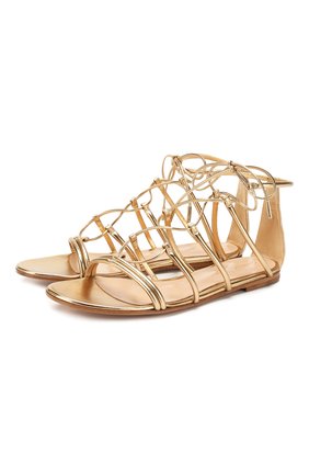 Женские кожаные сандалии GIANVITO ROSSI золотого цвета по цене 78850 руб., арт. G61433.05CU0.NPSMEK0 | Фото 1 Женские кожаные сандалии GIANVITO ROSSI золотого цвета, арт. G61433.05CU0.NPSMEK0 | Фото 1 (Материал внутренний: Натуральная кожа; Подошва: Плоская; Материал внешний: Кожа)