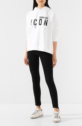 Женский хлопковое худи DSQUARED2 белого цвета по цене 35400 руб., арт. S80GU0002/S25042 | Фото 2 Женский хлопковое худи DSQUARED2 белого цвета, арт. S80GU0002/S25042 | Фото 2