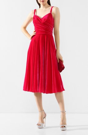 Женское бархатное платье DOLCE & GABBANA розового цвета по цене 171500 руб., арт. F6G7RT/FUVKQ | Фото 2 Женское бархатное платье DOLCE & GABBANA розового цвета, арт. F6G7RT/FUVKQ | Фото 2