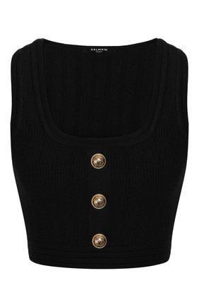Женский топ из вискозы BALMAIN черного цвета по цене 44100 руб., арт. TF10007/K030 | Фото 1 Женский топ из вискозы BALMAIN черного цвета, арт. TF10007/K030 | Фото 1
