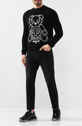 Мужской свитер из смеси шерсти и кашемира PHILIPP PLEIN черно-белого цвета по цене 67950 руб., арт. S20C MKO0764 PKN002N | Фото 2 Мужской свитер из смеси шерсти и кашемира PHILIPP PLEIN черно-белого цвета, арт. S20C MKO0764 PKN002N | Фото 2
