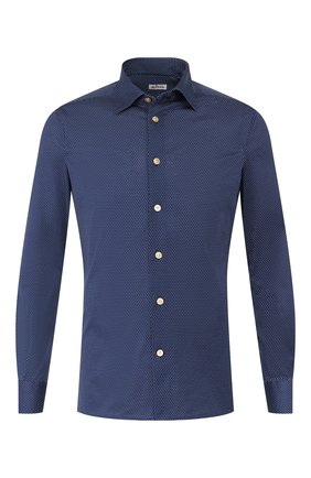 Мужская хлопковая сорочка KITON синего цвета по цене 49400 руб., арт. UMCNERH0721607 | Фото 1 Мужская хлопковая сорочка KITON синего цвета, арт. UMCNERH0721607 | Фото 1