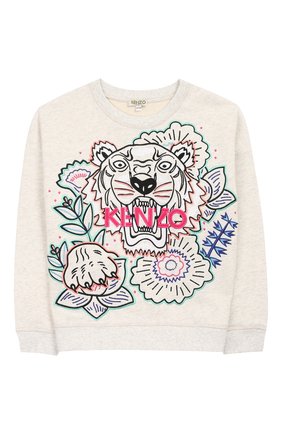 Детский хлопковый свитшот KENZO серого цвета по цене 14950 руб., арт. KQ15128 | Фото 1 Детский хлопковый свитшот KENZO серого цвета, арт. KQ15128 | Фото 1