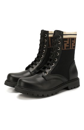 Детские кожаные ботинки FENDI черного цвета по цене 33900 руб., арт. JMR285/A8CU/19-26 | Фото 1 Детские кожаные ботинки FENDI черного цвета, арт. JMR285/A8CU/19-26 | Фото 1