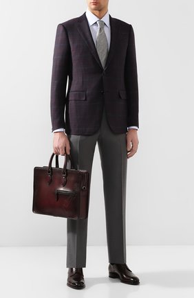 Мужской кожаный портфель BERLUTI бордового цвета, арт. M197172 | Фото 2 (Материал: Натуральная кожа; Ремень/цепочка: На ремешке; Размер: large)