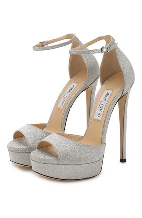 Женские босоножки max 150 JIMMY CHOO серебряного цвета по цене 59950 руб., арт. MAX 150/XGC | Фото 1 Женские босоножки max 150 JIMMY CHOO серебряного цвета, арт. MAX 150/XGC | Фото 1