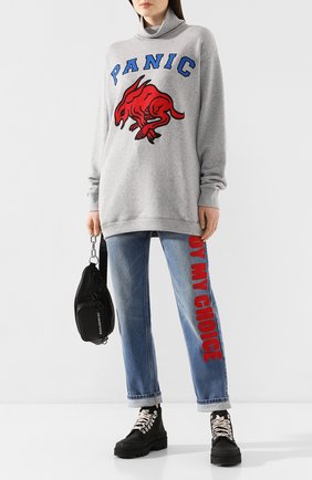 Женский хлопковый свитер GUCCI серого цвета по цене 66000 руб., арт. 598875/XJBX5 | Фото 2 Женский хлопковый свитер GUCCI серого цвета, арт. 598875/XJBX5 | Фото 2