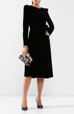 Женское бархатное платье DOLCE & GABBANA черного цвета по цене 163000 руб., арт. F6G8MT/FUVKQ | Фото 2 Женское бархатное платье DOLCE & GABBANA черного цвета, арт. F6G8MT/FUVKQ | Фото 2