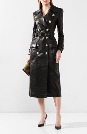 Женское кожаное пальто BALMAIN черного цвета по цене 390000 руб., арт. TF19156/L008 | Фото 2 Женское кожаное пальто BALMAIN черного цвета, арт. TF19156/L008 | Фото 2