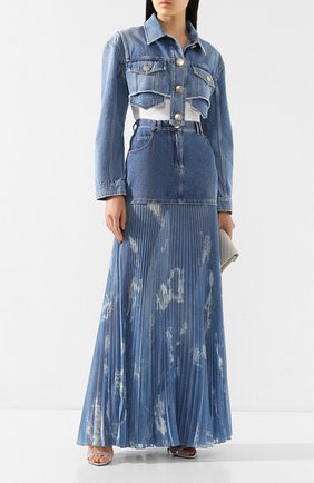 Женская джинсовая куртка BALMAIN голубого цвета по цене 96900 руб., арт. TF18122/D006 | Фото 2 Женская джинсовая куртка BALMAIN голубого цвета, арт. TF18122/D006 | Фото 2