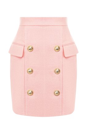 Женская юбка из вискозы BALMAIN розового цвета по цене 79200 руб., арт. TF14004/V090 | Фото 1 Женская юбка из вискозы BALMAIN розового цвета, арт. TF14004/V090 | Фото 1