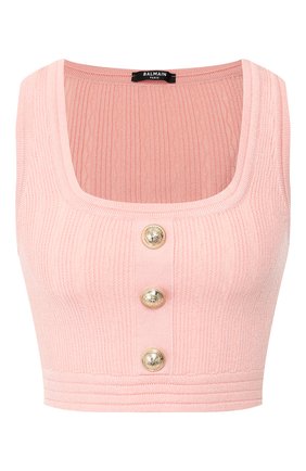 Женская топ из вискозы BALMAIN розового цвета по цене 39950 руб., арт. TF10007/K030 | Фото 1 Женская топ из вискозы BALMAIN розового цвета, арт. TF10007/K030 | Фото 1