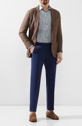 Мужской брюки из смеси хлопка и кашемира ERMENEGILDO ZEGNA синего цвета по цене 38050 руб., арт. 766F15/77TB12 | Фото 2 Мужской брюки из смеси хлопка и кашемира ERMENEGILDO ZEGNA синего цвета, арт. 766F15/77TB12 | Фото 2