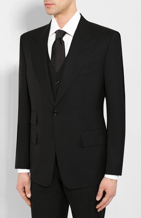 Мужской шерстяной костюм-тройка TOM FORD черного цвета по цене 337500 руб., арт. 722R12/31AL43 | Фото 2 Мужской шерстяной костюм-тройка TOM FORD черного цвета, арт. 722R12/31AL43 | Фото 2