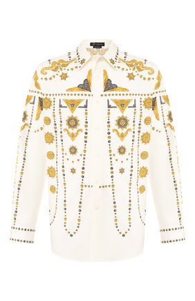 Мужская хлопковая рубашка VERSACE белого цвета по цене 65950 руб., арт. A84777/A232731 | Фото 1 Мужская хлопковая рубашка VERSACE белого цвета, арт. A84777/A232731 | Фото 1
