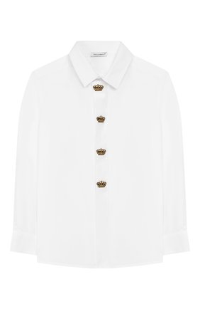 Детская хлопковая рубашка DOLCE & GABBANA белого цвета по цене 16200 руб., арт. L43S14/G7VN0/2-6 | Фото 1 Детская хлопковая рубашка DOLCE & GABBANA белого цвета, арт. L43S14/G7VN0/2-6 | Фото 1