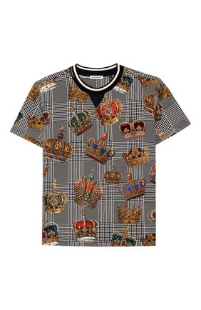 Детская хлопковая футболка DOLCE & GABBANA черно-белого цвета по цене 16200 руб., арт. L4JTBK/G7VYI/2-6 | Фото 1 Детская хлопковая футболка DOLCE & GABBANA черно-белого цвета, арт. L4JTBK/G7VYI/2-6 | Фото 1