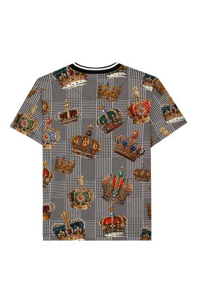 Детская хлопковая футболка DOLCE & GABBANA черно-белого цвета по цене 16200 руб., арт. L4JTBK/G7VYI/2-6 | Фото 2 Детская хлопковая футболка DOLCE & GABBANA черно-белого цвета, арт. L4JTBK/G7VYI/2-6 | Фото 2