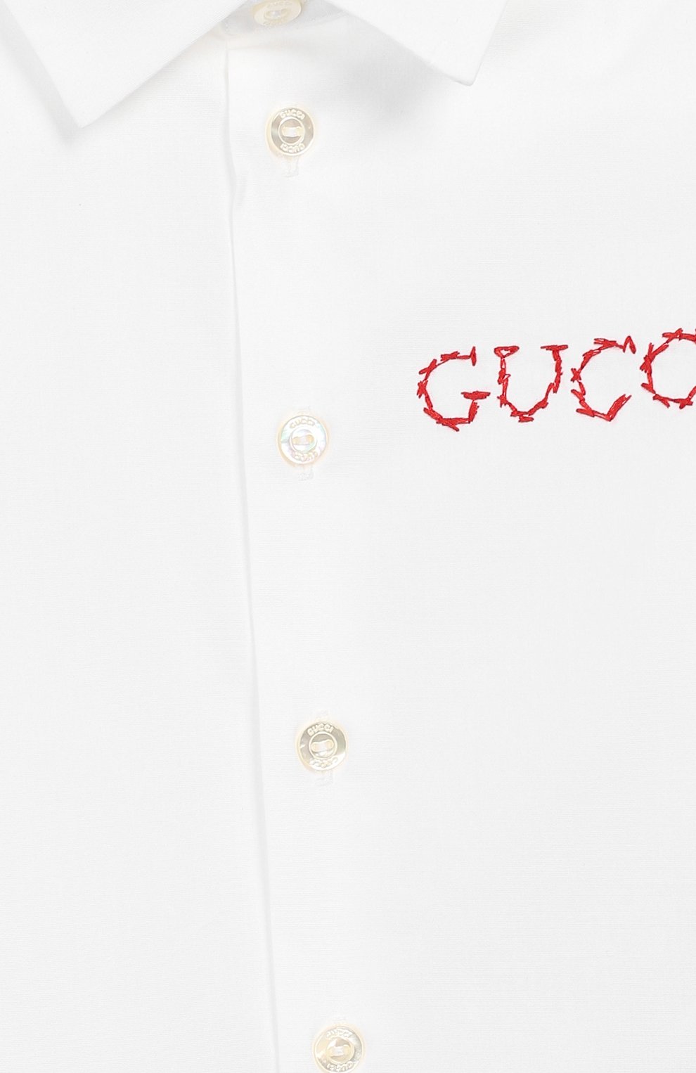 Детский хлопковая рубашка GUCCI белого цвета по цене 17500 руб., арт. 547088/XWAAQ | Фото 3 Детский хлопковая рубашка GUCCI белого цвета, арт. 547088/XWAAQ | Фото 3