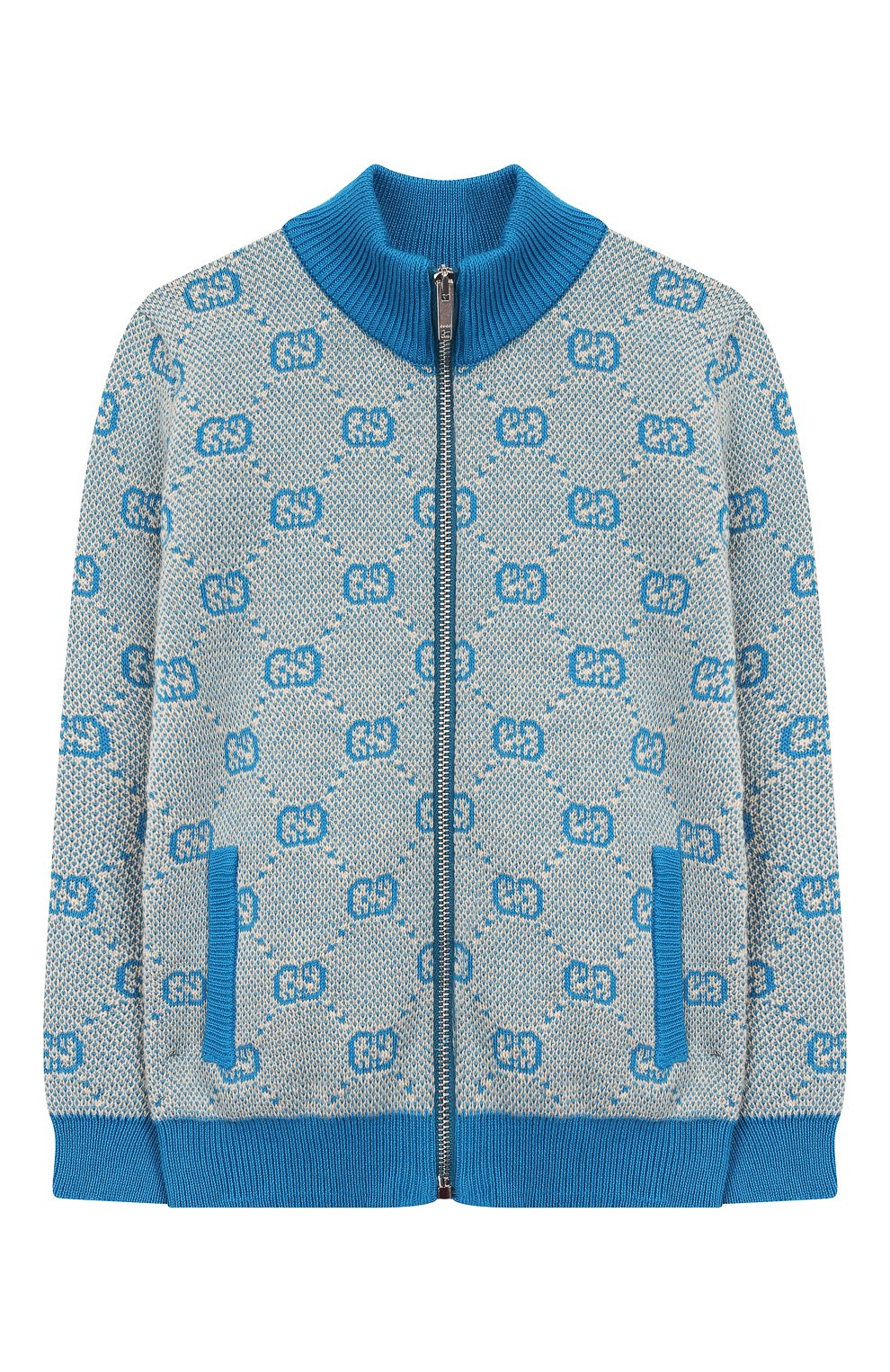 Детский кардиган из шерсти и хлопка GUCCI голубого цвета, арт. 574618/XKASZ | Фото 1