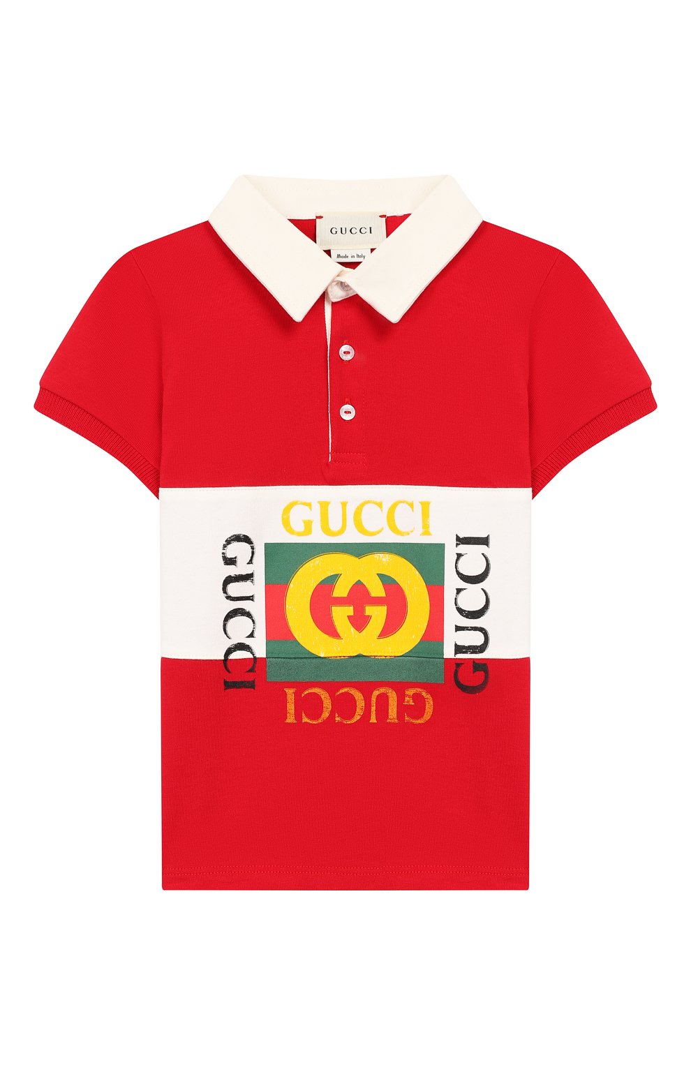 Детский хлопковое поло GUCCI красного цвета, арт. 586969/XJAAM | Фото 1