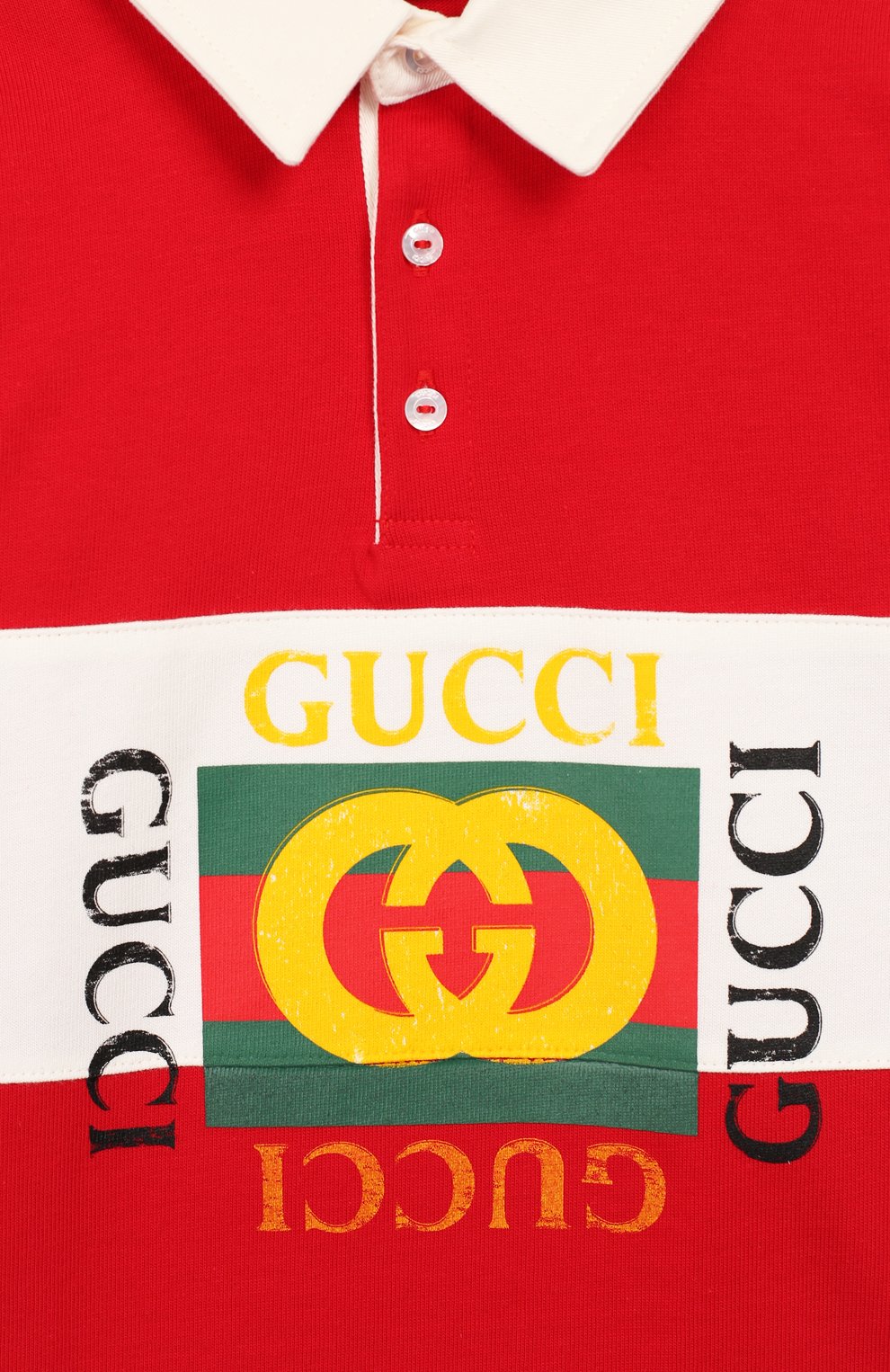 Детский хлопковое поло GUCCI красного цвета по цене 14100 руб., арт. 586969/XJAAM | Фото 3 Детский хлопковое поло GUCCI красного цвета, арт. 586969/XJAAM | Фото 3