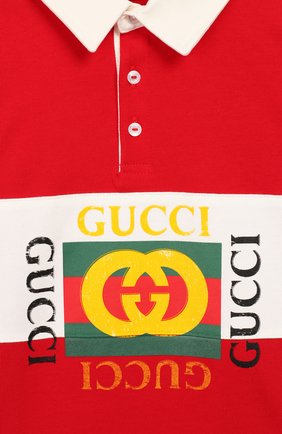Детский хлопковое поло GUCCI красного цвета по цене 14100 руб., арт. 586969/XJAAM | Фото 3 Детский хлопковое поло GUCCI красного цвета, арт. 586969/XJAAM | Фото 3