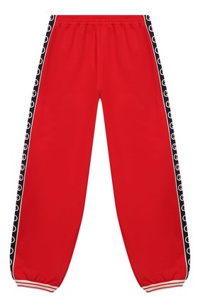 Детские хлопковые джоггеры GUCCI красного цвета по цене 21600 руб., арт. 591494/XJB4G | Фото 1 Детские хлопковые джоггеры GUCCI красного цвета, арт. 591494/XJB4G | Фото 1