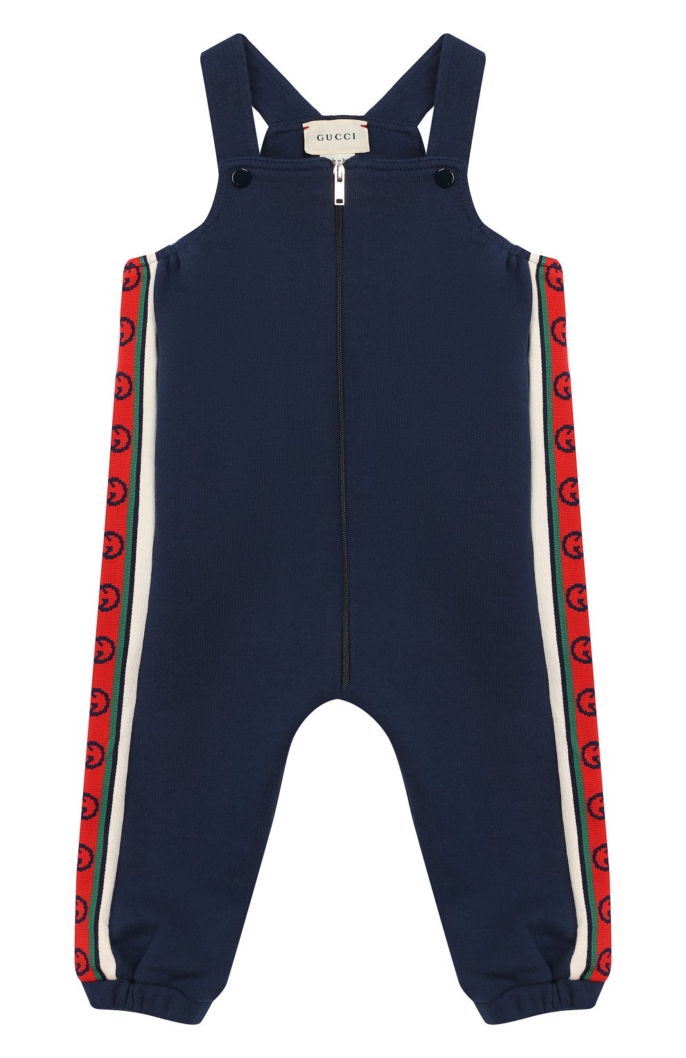 Детский хлопковый комбинезон GUCCI синего цвета, арт. 591507/XJB4P | Фото 1