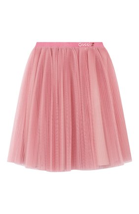 Детская юбка GUCCI розового цвета, арт. 600935/ZADK0 | Фото 1 (Материал подклада: Вискоза; Материал внешний: Синтетический материал; Ростовка одежда: 3 года | 98 см)