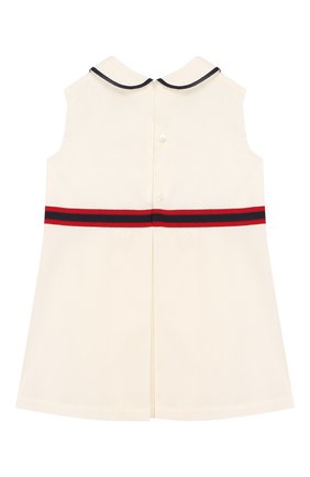 Женский хлопковое платье GUCCI белого цвета по цене 42900 руб., арт. 604648/ZB365 | Фото 2 Женский хлопковое платье GUCCI белого цвета, арт. 604648/ZB365 | Фото 2 (Рукава: Короткие; Материал внешний: Хлопок; Материал подклада: Хлопок)