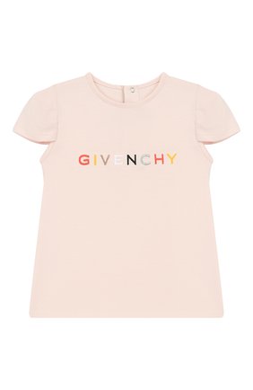 Детский хлопковая футболка GIVENCHY розового цвета, арт. H05125 | Фото 1 (Рукава: Короткие; Материал внешний: Хлопок; Кросс-КТ НВ: Футболка; Ростовка одежда: 3 года | 98 см)
