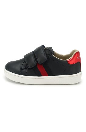 Детские кожаные кеды GUCCI синего цвета по цене 19600 руб., арт. 455447/CPWP0 | Фото 2 Детские кожаные кеды GUCCI синего цвета, арт. 455447/CPWP0 | Фото 2