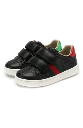 Детские кожаные кеды GUCCI черного цвета по цене 20200 руб., арт. 455447/DF720 | Фото 1 Детские кожаные кеды GUCCI черного цвета, арт. 455447/DF720 | Фото 1