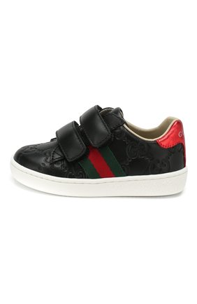 Детские кожаные кеды GUCCI черного цвета по цене 20200 руб., арт. 455447/DF720 | Фото 2 Детские кожаные кеды GUCCI черного цвета, арт. 455447/DF720 | Фото 2