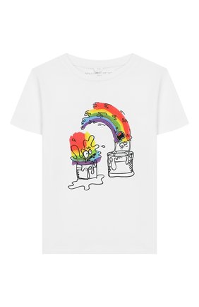 Детская хлопковая футболка STELLA MCCARTNEY белого цвета по цене 3240 руб., арт. 588492/S0J95 | Фото 1 Детская хлопковая футболка STELLA MCCARTNEY белого цвета, арт. 588492/S0J95 | Фото 1