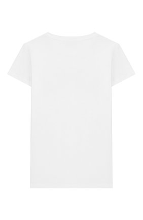 Детская хлопковая футболка BALMAIN белого цвета, арт. 6M8001/MA030/4-10 | Фото 2 (Материал внешний: Хлопок; Рукава: Короткие; Принт: С принтом; Девочки Кросс-КТ: футболка-одежда)
