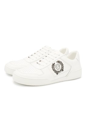 Мужские кожаные кеды VERSACE черно-белого цвета по цене 35950 руб., арт. DSU7843/DVTCMG | Фото 1 Мужские кожаные кеды VERSACE черно-белого цвета, арт. DSU7843/DVTCMG | Фото 1