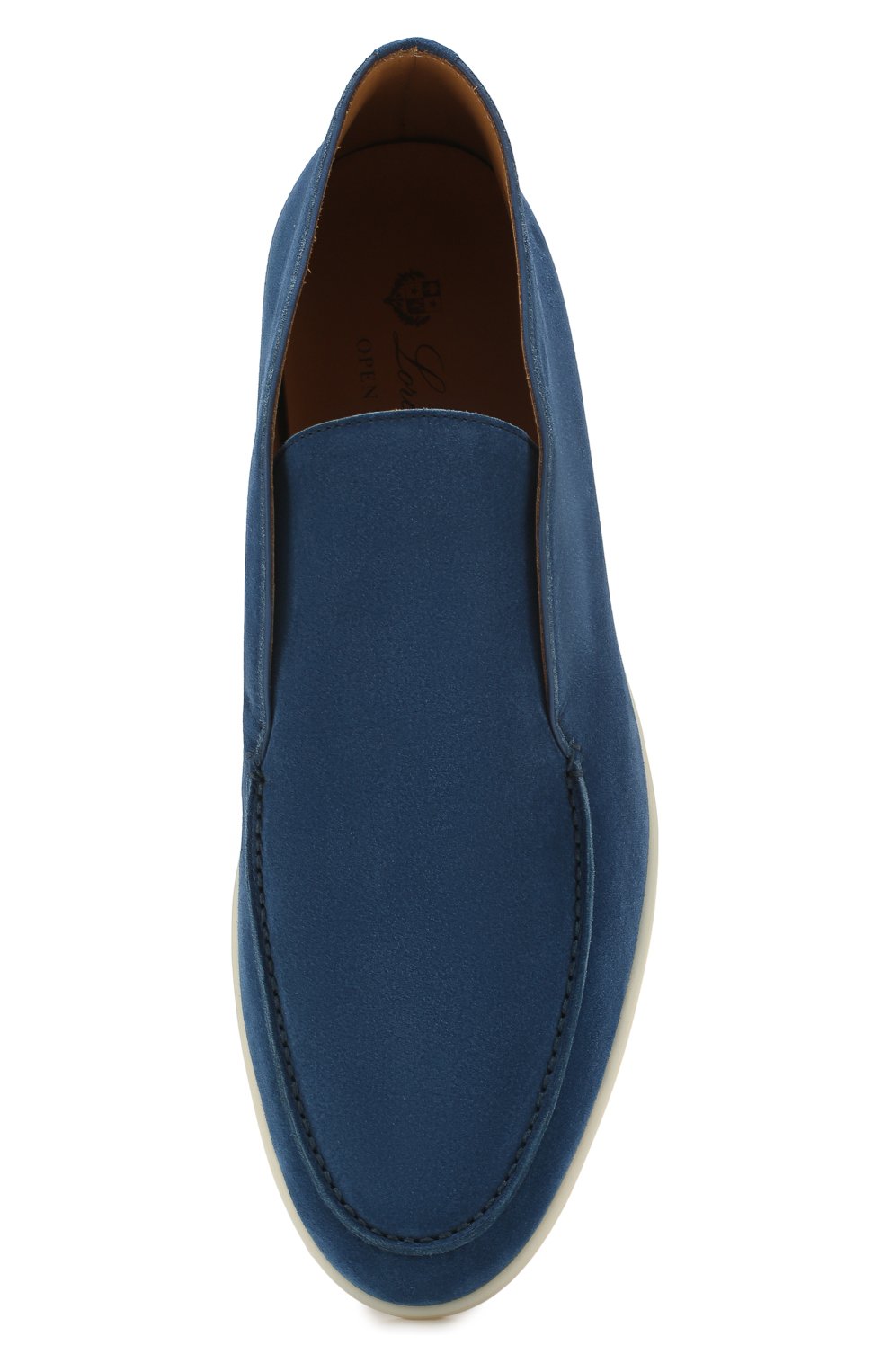 Мужские замшевые ботинки open walk LORO PIANA темно-синего цвета, арт. FAB4368 | Фото 5 (Материал внешний: Кожа, Замша; Мужское Кросс-КТ: Ботинки-обувь; Материал внутренний: Натуральная кожа; Материал утеплителя: Без утеплителя; Подошва: Плоская)