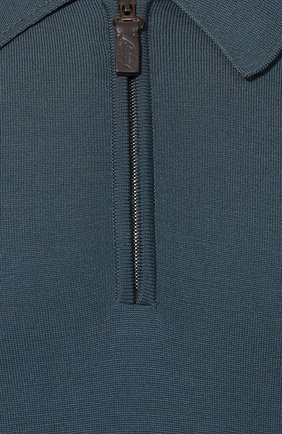 Мужское шерстяное поло BRIONI бирюзового цвета, арт. UMS10L/0ZK18 | Фото 5 (Материал внешний: Шерсть; Застежка: Молния; Рукава: Длинные; Длина (для топов): Стандартные; Кросс-КТ: Трикотаж)