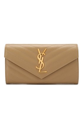 Женские кожаный кошелек monogram SAINT LAURENT бежевого цвета по цене 48200 руб., арт. 372264/B0W01 | Фото 1 Женские кожаный кошелек monogram SAINT LAURENT бежевого цвета, арт. 372264/B0W01 | Фото 1