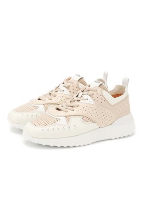 Женские кожаные кроссовки TOD’S бежевого цвета по цене 39400 руб., арт. XXW80A0W590NNP | Фото 1 Женские кожаные кроссовки TOD’S бежевого цвета, арт. XXW80A0W590NNP | Фото 1