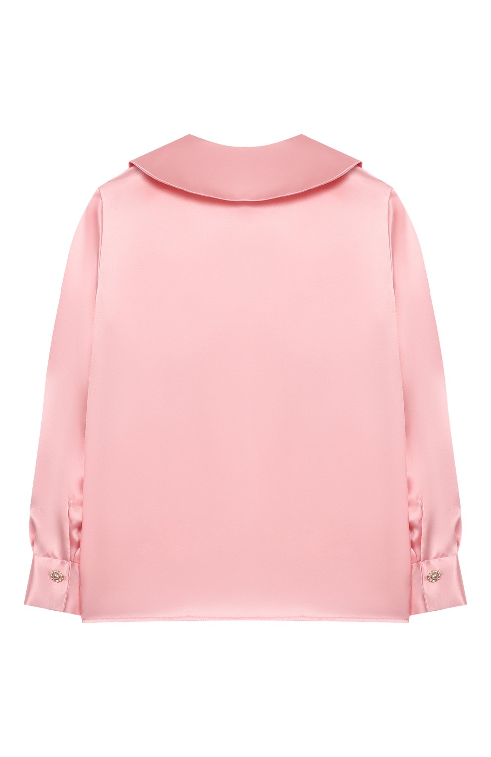 Детское шелковая блузка DOLCE & GABBANA розового цвета, арт. L54S65/FU1AU/8-14 | Фото 2 (Материал внешний: Шелк; Рукава: Длинные; Ростовка одежда: 12 лет | 152 см)